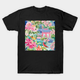 Grandmillennial style chinoiserie garden T-Shirt